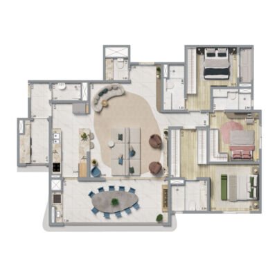 Home Boutique by Living | Anália Franco - Planta 144m² - Padrão 3 suítes Home Boutique by Living | Anália Franco - Planta 144m² - Padrão 3 suítes