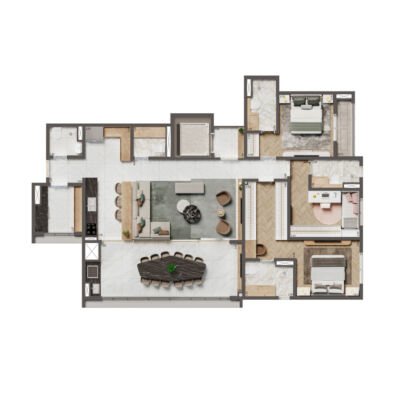 Home Boutique by Living | Ipiranga - Planta 137m² - Padrão 3 suítes com cozinha aberta Home Boutique by Living | Ipiranga - Planta 137m² - Padrão 3 suítes com cozinha aberta