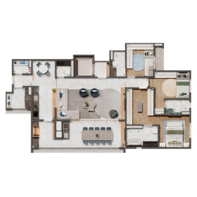 Home Boutique by Living | Ipiranga - Planta 156m² - Opção 3 suítes com living ampliado Home Boutique by Living | Ipiranga - Planta 156m² - Opção 3 suítes com living ampliado