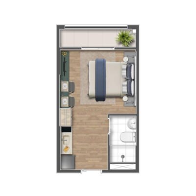 Mundo Apto Brooklin - Planta 21m² - Studio Mundo Apto Brooklin - Planta 21m² - Studio