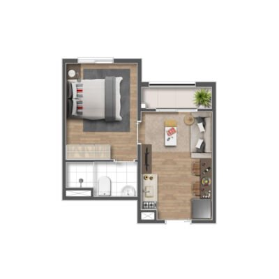 Mundo Apto Brooklin - Planta 24m² - 1 dorm Mundo Apto Brooklin - Planta 24m² - 1 dorm