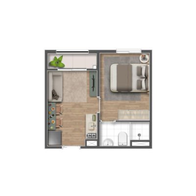 Mundo Apto Brooklin - Planta 24m² - 1 dorm HIS2 Mundo Apto Brooklin - Planta 24m² - 1 dorm HIS2