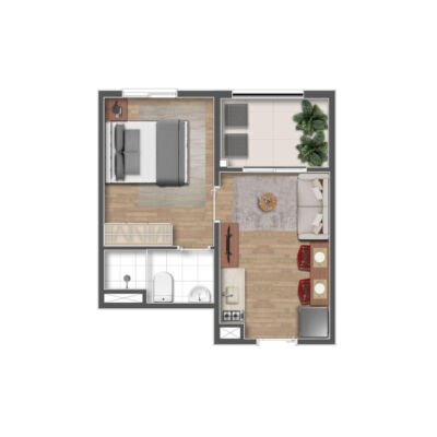 Mundo Apto Brooklin - Planta 26m² - 1 dorm Mundo Apto Brooklin - Planta 26m² - 1 dorm