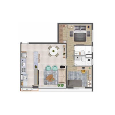 Practical Life II Campo Belo - Planta 68m² - Varanda integrada Practical Life II Campo Belo - Planta 68m² - Varanda integrada