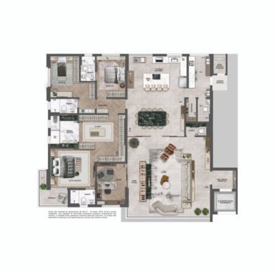Splend Moema - Planta 258m² - Opção 3 suítes com home office Splend Moema - Planta 258m² - Opção 3 suítes com home office