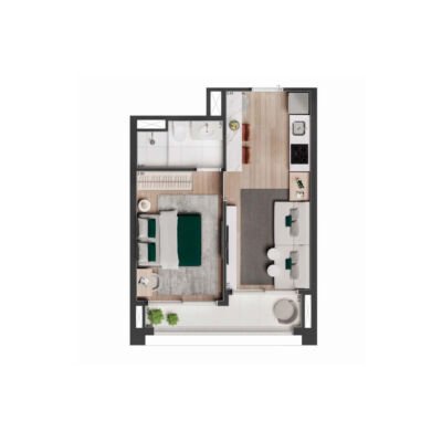 The Rose Vila Mariana | Torre Collection - Planta 34m² - 1 dorm The Rose Vila Mariana | Torre Collection - Planta 34m² - 1 dorm