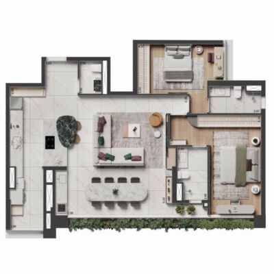 The Rose Vila Mariana | Torre Savi - Planta 107m² - Opção 2 suítes The Rose Vila Mariana | Torre Savi - Planta 107m² - Opção 2 suítes