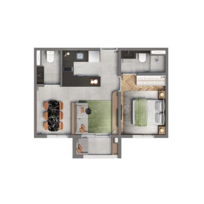 25H by Living - Planta 37m² - Opção 1 suíte 25H by Living - Planta 37m² - Opção 1 suíte