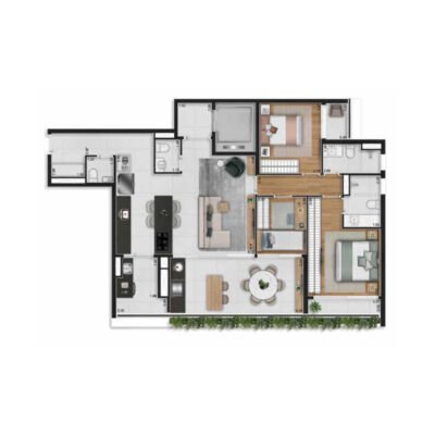 Aire Alto de Pinheiros - Planta 124m² - 3 dorms Aire Alto de Pinheiros - Planta 124m² - 3 dorms