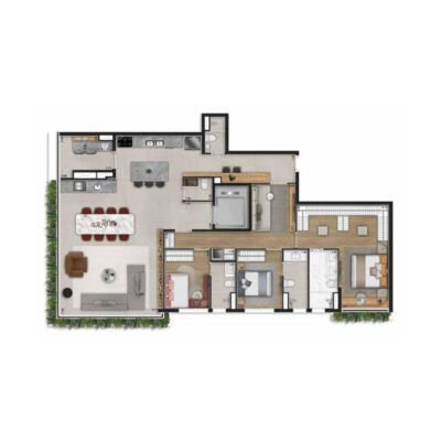 Aire Alto de Pinheiros - Planta 167m² - Opção integrado Aire Alto de Pinheiros - Planta 167m² - Opção integrado