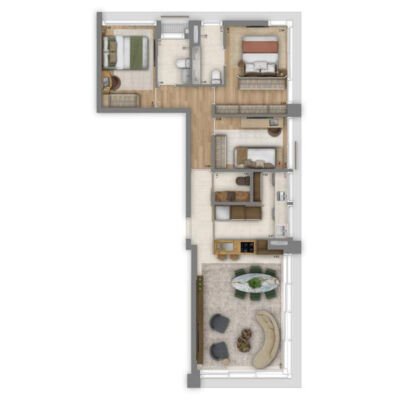 ArtStone Itaim - Planta 98m² e 100m² - 3 dorms com pé-direito duplo no living ArtStone Itaim - Planta 98m² e 100m² - 3 dorms com pé-direito duplo no living