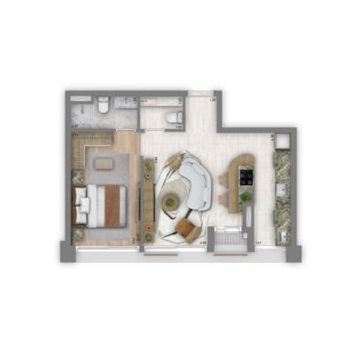 ArtStone Itaim - Planta 54m² - 1 suíte ArtStone Itaim - Planta 54m² - 1 suíte