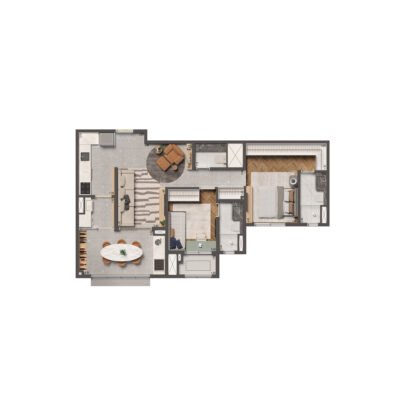 High Line by Living Aclimação - Planta 74m² - Opção com rouparia High Line by Living Aclimação - Planta 74m² - Opção com rouparia