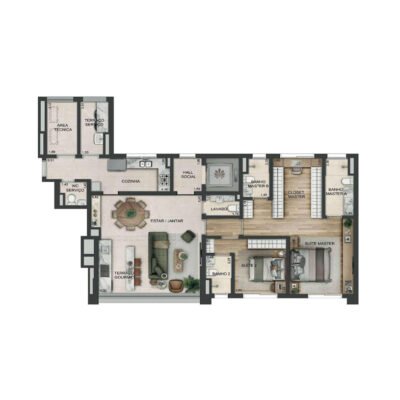 Lindenberg Reserva Paraíso - Planta 133m² - Opção 2 suítes Lindenberg Reserva Paraíso - Planta 133m² - Opção 2 suítes