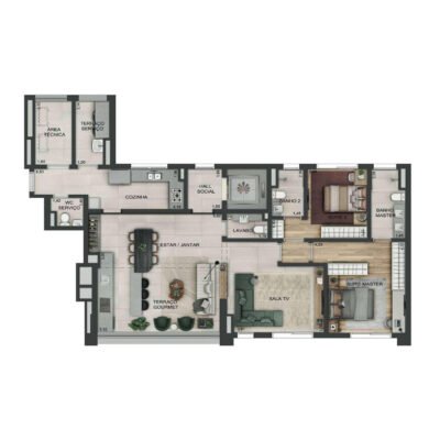 Lindenberg Reserva Paraíso - Planta 133m² - Opção 2 suítes living ampliado Lindenberg Reserva Paraíso - Planta 133m² - Opção 2 suítes living ampliado