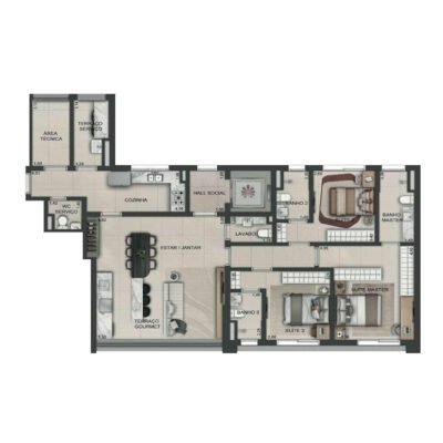 Lindenberg Reserva Paraíso - Planta 133m² - 3 suítes Lindenberg Reserva Paraíso - Planta 133m² - 3 suítes