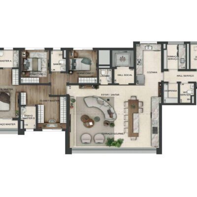 Lindenberg Reserva Paraíso - Planta 180m² - 3 dorms com suíte ampliada Lindenberg Reserva Paraíso - Planta 180m² - 3 dorms com suíte ampliada