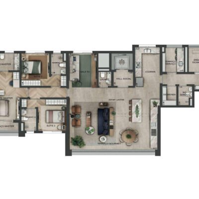 Lindenberg Reserva Paraíso - Planta 180m² - 3 suítes Lindenberg Reserva Paraíso - Planta 180m² - 3 suítes