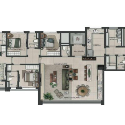 Lindenberg Reserva Paraíso - Planta 180m² - 4 dorms Lindenberg Reserva Paraíso - Planta 180m² - 4 dorms