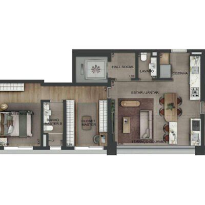 Lindenberg Reserva Paraíso - Planta 98m² - Opção 1 suíte ampliada Lindenberg Reserva Paraíso - Planta 98m² - Opção 1 suíte ampliada