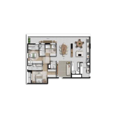 Riserva by Tarjab | Torre 1 - Planta 157m² - Opção decorado 3 suítes Riserva by Tarjab | Torre 1 - Planta 157m² - Opção decorado 3 suítes