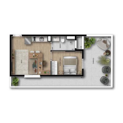 Riserva by Tarjab | Torre 2 - Planta 56m² - Garden Riserva by Tarjab | Torre 2 - Planta 56m² - Garden