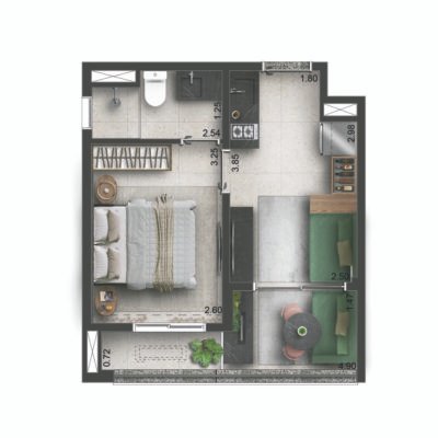 Today Campo Belo - Planta 30m² - 1 dorm Today Campo Belo - Planta 30m² - 1 dorm