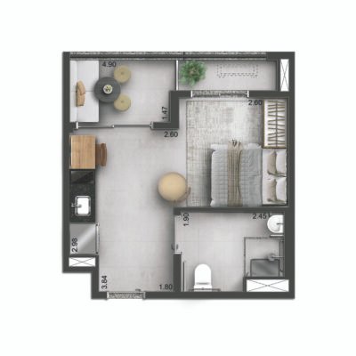 Today Campo Belo - Planta 30m² - Studio NR Today Campo Belo - Planta 30m² - Studio NR