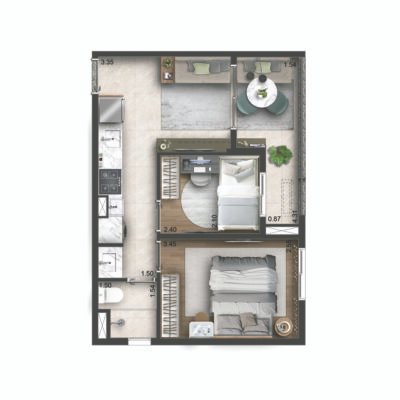 Today Campo Belo - Planta 40m² - 2 dorms Today Campo Belo - Planta 40m² - 2 dorms