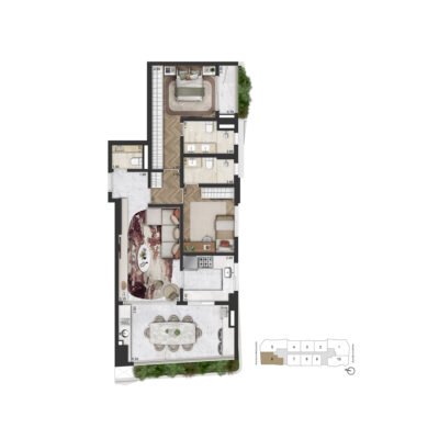 On The Sky Bela Cintra - Planta 102m² - 2 suítes On The Sky Bela Cintra - Planta 102m² - 2 suítes