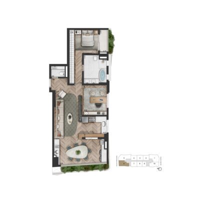 On The Sky Bela Cintra - Planta 102m² - Opção 1 suíte On The Sky Bela Cintra - Planta 102m² - Opção 1 suíte