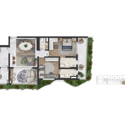 On The Sky Bela Cintra - Planta 105m² - 2 suítes On The Sky Bela Cintra - Planta 105m² - 2 suítes