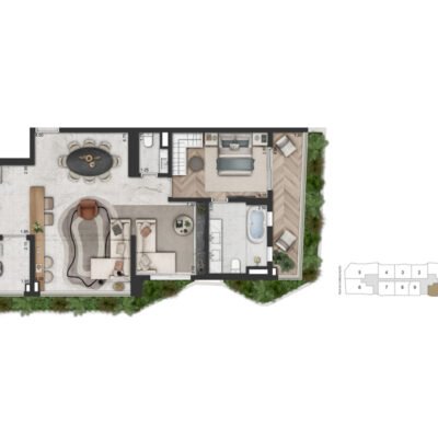 On The Sky Bela Cintra - Planta 105m² - Opção 1 suíte On The Sky Bela Cintra - Planta 105m² - Opção 1 suíte