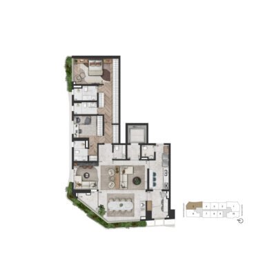 On The Sky Bela Cintra - Planta 169m² - Opção 2 suítes On The Sky Bela Cintra - Planta 169m² - Opção 2 suítes