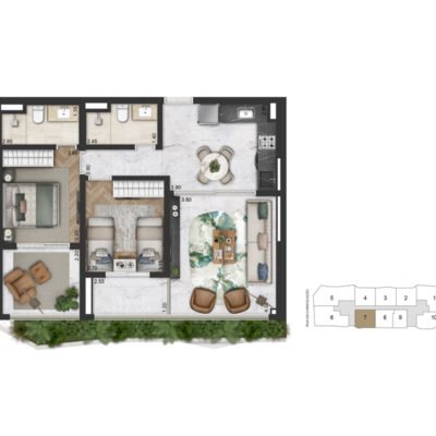 On The Sky Bela Cintra - Planta 82m² - 2 dorms On The Sky Bela Cintra - Planta 82m² - 2 dorms