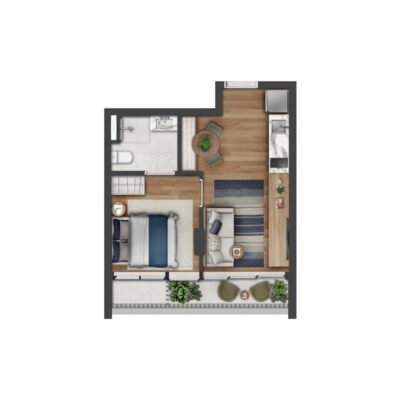 Urban Vogel Moema - Planta 33m² - 1 dorm NR Urban Vogel Moema - Planta 33m² - 1 dorm NR