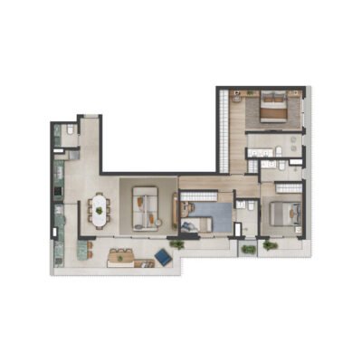 Vogel Moema - Planta 132m² - 3 suítes Vogel Moema - Planta 132m² - 3 suítes