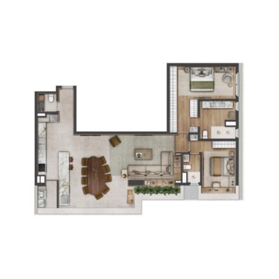 Vogel Moema - Planta 132m² - Opção 2 suítes Vogel Moema - Planta 132m² - Opção 2 suítes