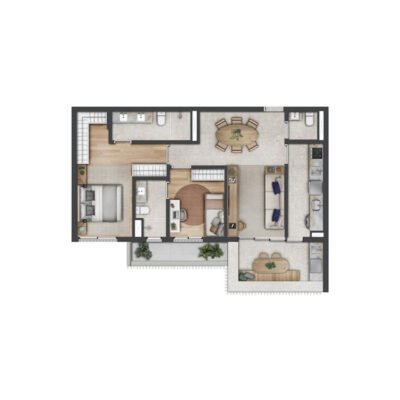 Vogel Moema - Planta 83m² - 2 suítes Vogel Moema - Planta 83m² - 2 suítes