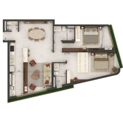 Jardim 1101 - Planta 101m² - 2 suítes Jardim 1101 - Planta 101m² - 2 suítes