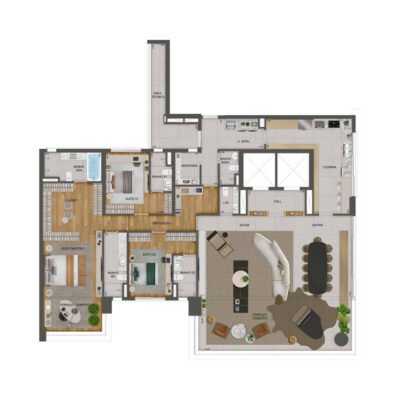 Agami Park Residences - Planta 290m² - Opções 3 suítes com living ampliado Agami Park Residences - Planta 290m² - Opções 3 suítes com living ampliado