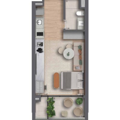 BRK by Helbor - Planta 41m² - Studio BRK by Helbor - Planta 41m² - Studio