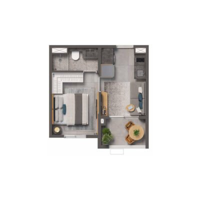 Living Full Estaiada - Planta 26m² - Opção Living Full Estaiada - Planta 26m² - Opção