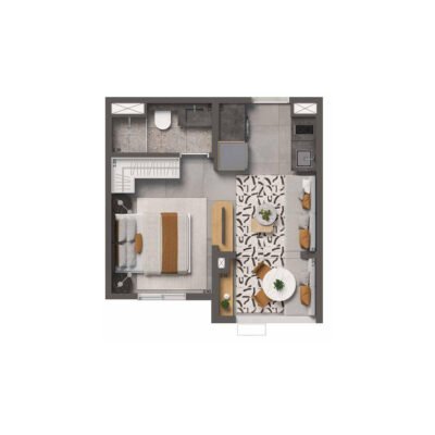 Living Full Estaiada - Planta 26m² - Padrão Living Full Estaiada - Planta 26m² - Padrão