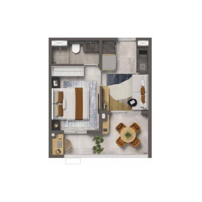 Living Full Estaiada - Planta 30m² - Opção Living Full Estaiada - Planta 30m² - Opção