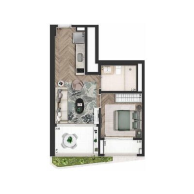 On The Sky Bela Cintra Apartments - Planta 48m² - NR On The Sky Bela Cintra Apartments - Planta 48m² - NR