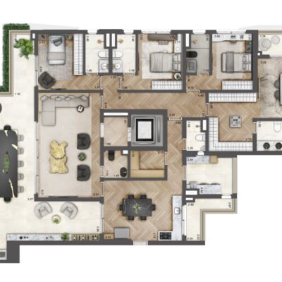 Soleil Residences by Boca do Lobo - Planta 246m² - 4 suítes Soleil Residences by Boca do Lobo - Planta 246m² - 4 suítes