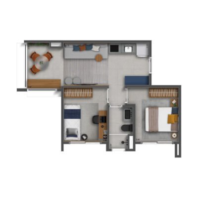 The Collection Vila Mariana - Planta 40m² - 2 dormitórios decorado The Collection Vila Mariana - Planta 40m² - 2 dormitórios decorado