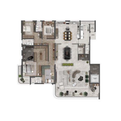 The View Ibirapuera - Planta 290m² - 4 suítes com banho master ampliado The View Ibirapuera - Planta 290m² - 4 suítes com banho master ampliado