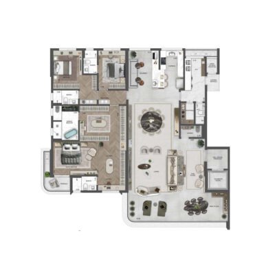 The View Ibirapuera - Planta 290m² - Suíte master ampliada The View Ibirapuera - Planta 290m² - Suíte master ampliada